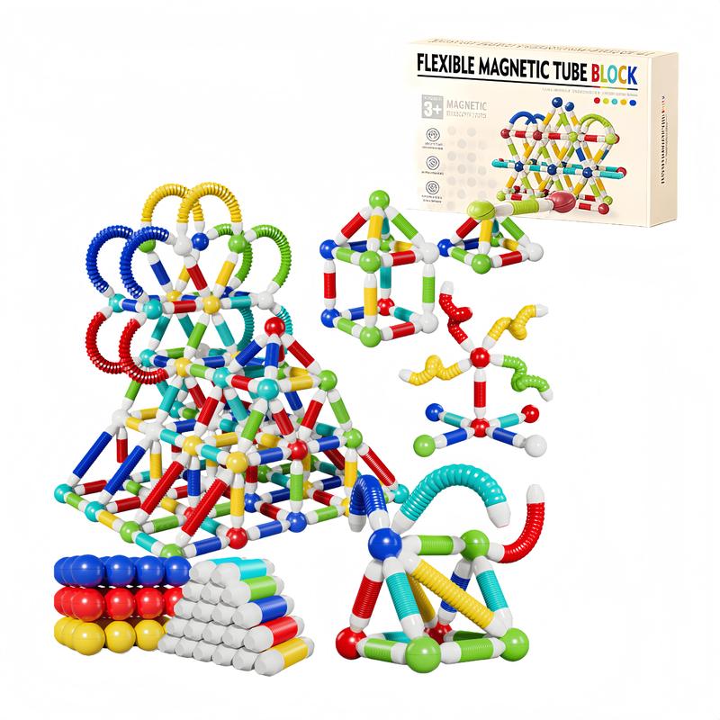 Magnetic Sticks and Balls Building Set | Sensory Montessori Toys for Kids Ages 3 4 5 | Toddler Construction Toys for Creative Family Play & Birthday Gifts
