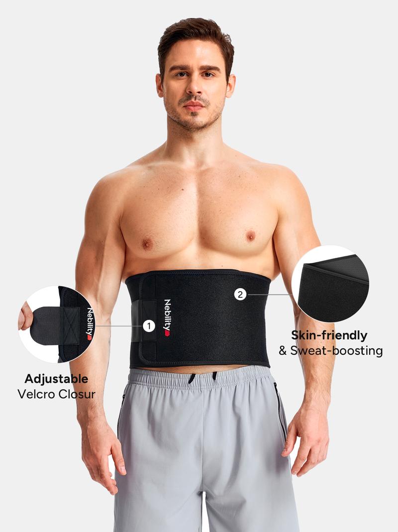 【Nebility】Men’s Waist Trainer Fitness Belt – Sweat-Activating Waist Trimmer with Support, Core Temperature Boost, Lumbar Support & Adjustable Velcro Fit