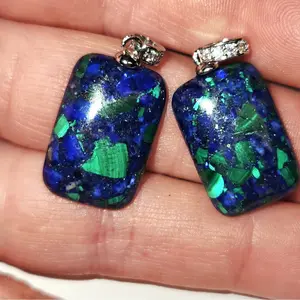 Azurite Malachite Necklace Each Pendant will come on a 22in Sterling Silver Chain