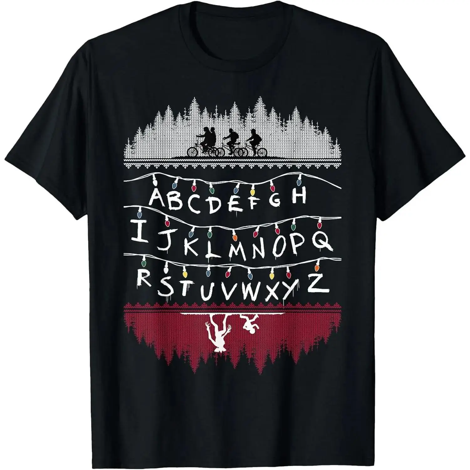 Men's Sporty Soft Short-Sleeve Netflix Stranger Things Alphabet Lights T-Shirt Top, Tshirt, Shortsleeve, Breathable, Minimalist, Casual, Classic, Fabric, Menswear