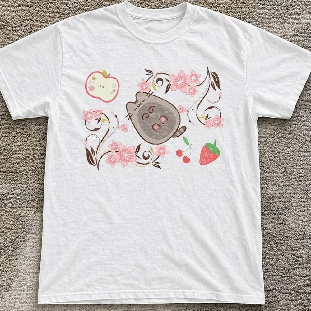 Pusheen Cat Graphic Tee Gildan Women’s Yellow Haze T-shirts, Unisex T-Shirt, Graphic T-shirts, Funny Shirt, Trendy Shirt
