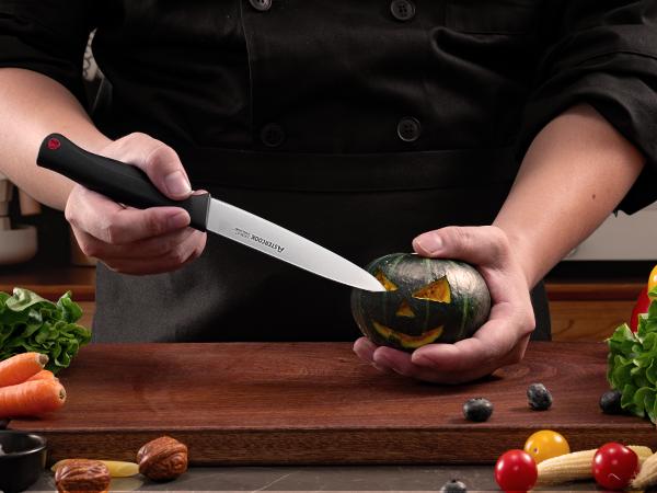 Astercook 14 piece kitchen knife set, dishwasher safe, high carbon stainless steel knives, kitchen utensils black knives butter knives Block Cutting