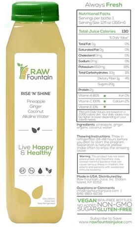 Juice Cleanse Detox by RAW Fountain w/ Coconut, All Natural Cold Pressed Juices, Great Way to Reset Digestion System, 3, 5 and 7 Day, 12oz Bottles