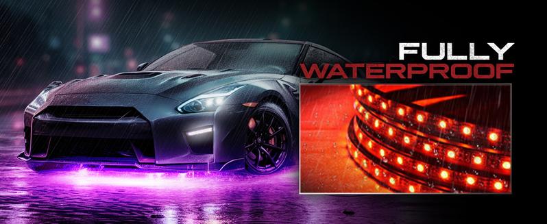 DIBMS 4pc LED Grille Lights with App Control,  RGB LED Strips, Waterproof Front Grill Valence, Music Sync, Multi-Color Exterior Lighting Kit, Universal for Cars Trucks SUV Tacoma 4Runner singing  lights  cars underglow  neon  tubes