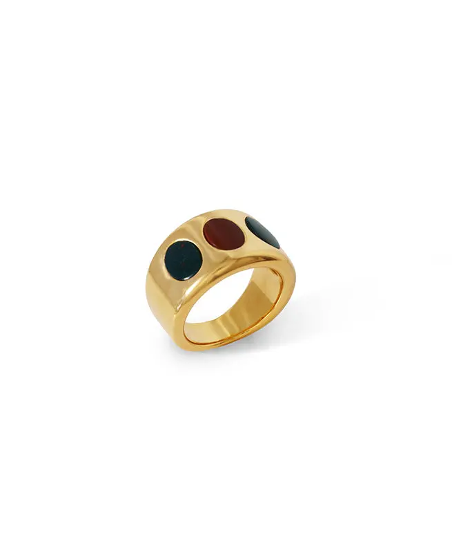Two-Tone Wide Ring - Red Jasper and Bloodstone