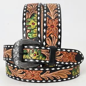 American Darling Belt Beautifully Hand Tooled Leather Unisex | Western Handcrafted