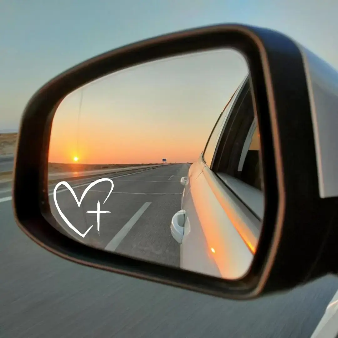 8pcs Heart & Cross Pattern Car Mirror Sticker, Car Rearview Mirror Decal, Vinyl Die Cut Decal, Universal Car Exterior Accessories