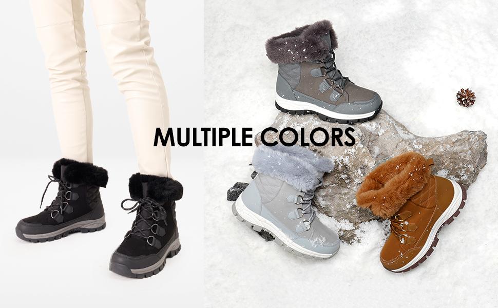 DREAM PAIRS Waterproof Snow Boots for Women, Faux Fur Cozy Warm Insulated Winter Boots Lace Up Mid-Calf Outdoor Shoes for Walking Hiking