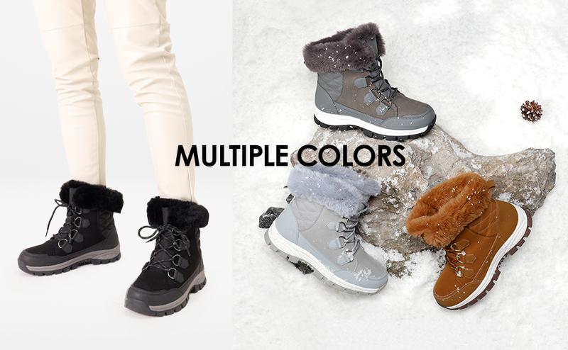DREAM PAIRS Waterproof Snow Boots for Women, Faux Fur Cozy Warm Insulated Winter Boots Lace Up Mid-Calf Outdoor Shoes for Walking Hiking