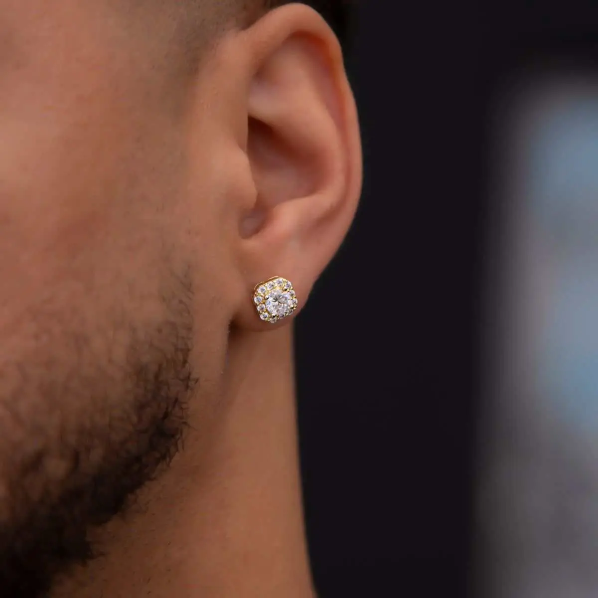 GLD Micro Clustered Diamond Earrings | 18k Yellow Gold Plated Bold Centered Stone with CZ Accent Stones 14k Solid Gold Posts (Sold as pair) Lifetime Guarantee - Perfect Gift