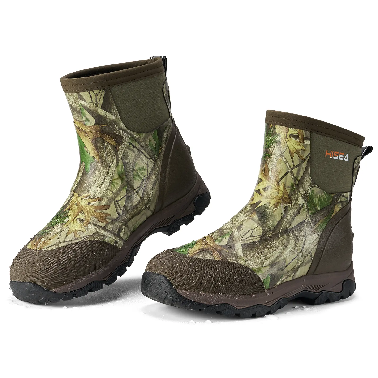 HISEA Men's Slip-On Ankle Rain Boots - 5mm Neoprene & Rubber Waterproof Insulated Muck Boots with Memory Foam, Kick Plates for Active Outdoor Walking, Camping, Gardening, Walking Shoes