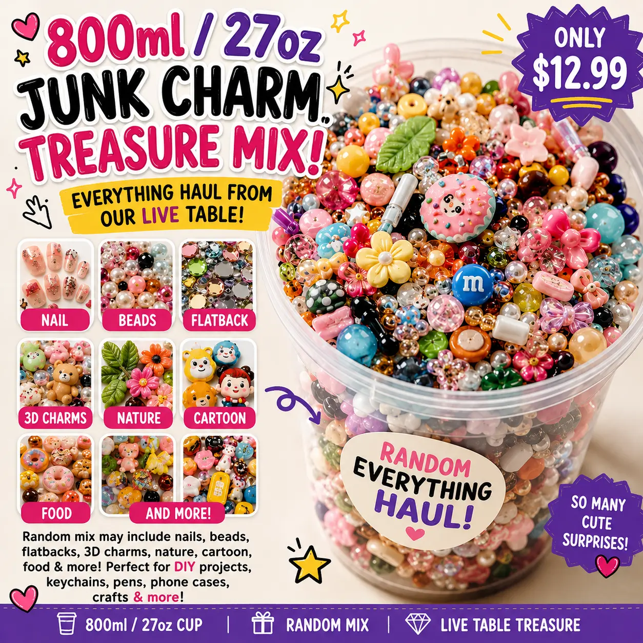 27oz Junk Charm Treasure Mix Cup