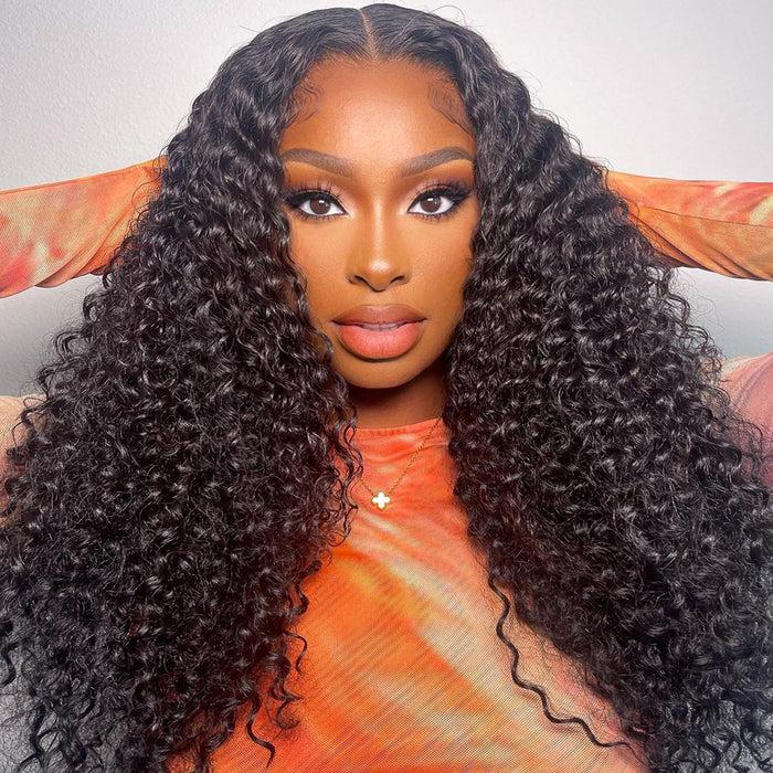 More Face Kinky Curly Pre-Cut Wear Go Glueless Wig Quick Install Pre Bleached Knots 4*6 HD Lace Closure Wigs 180% Density