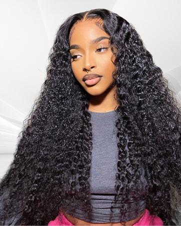 5x5 Glueless Wigs Human Hair Pre Plucked Pre Cut Water Wave 5x5 HD Lace Closure Wigs Human Hair Curly Human Hair Wig 180% Density Wear And Go Glueless Wig