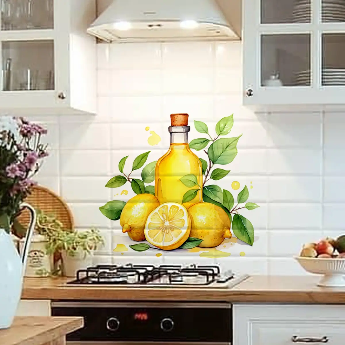 Lemon 2D Flat Decorative Wall Stickers (30x35 Cm), Self-Adhesive Peel and Stick Kitchen Background Decor, Enhance Your Kitchen Countertop Walls M20906, Stick On Backsplash