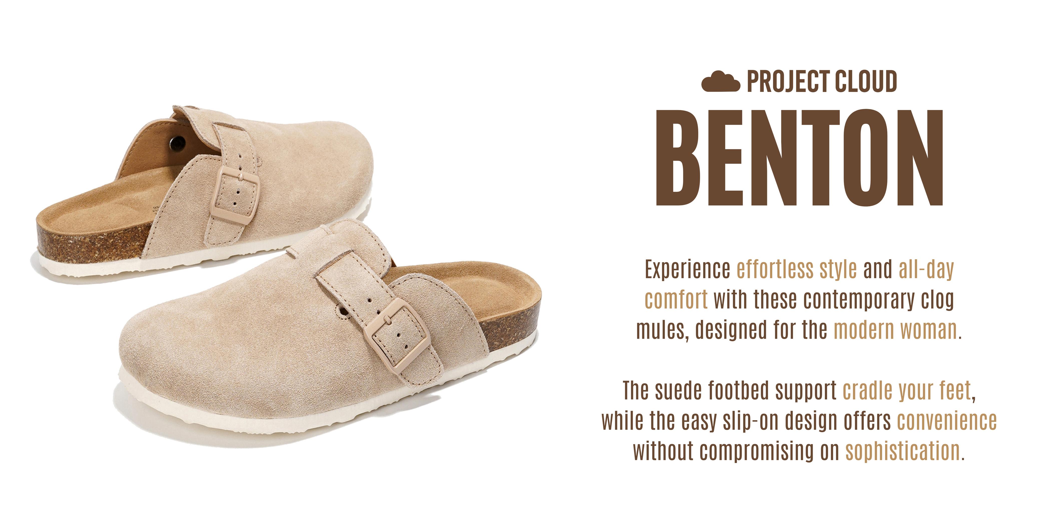 Project Cloud Women's | Genuine Full-Grain Leather Memory Foam Water Resistant Clogs | Non-Slip Rubber Sole Lightweight Shoes Girl Footwear - Benton