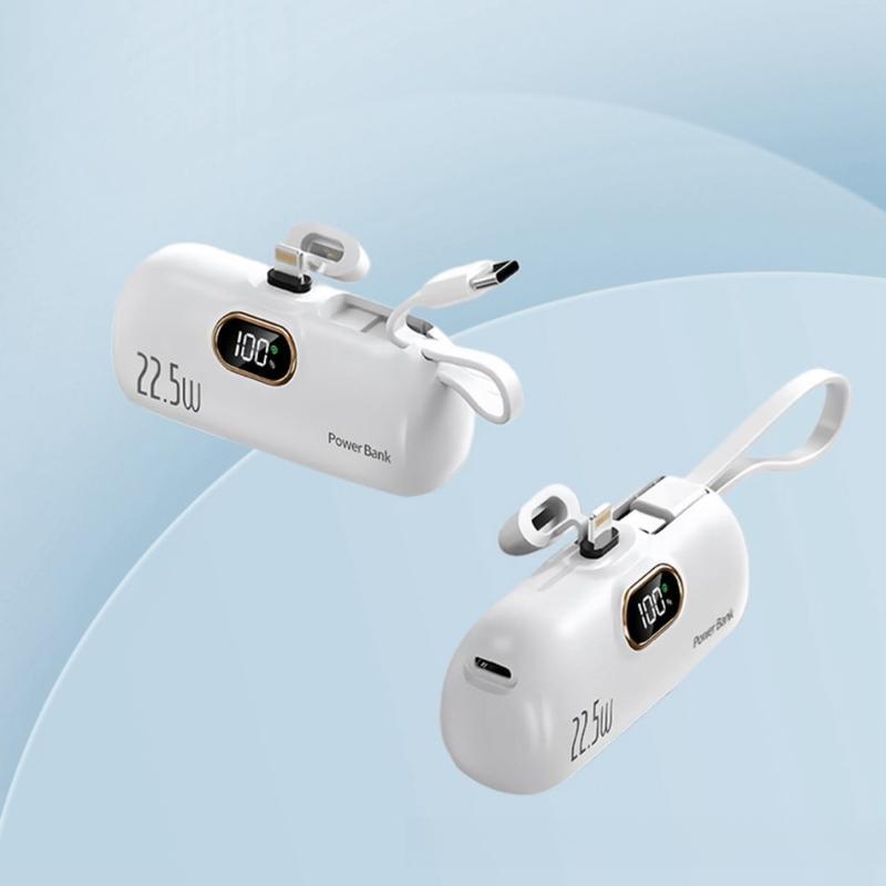 5000mAh Mini Portable Charger Power Bank for phone, Compatible with iPhones and Android phones, including Samsung models-22.5W Fast Charger with 3-Output and Digital Display, Lightwight and Compact