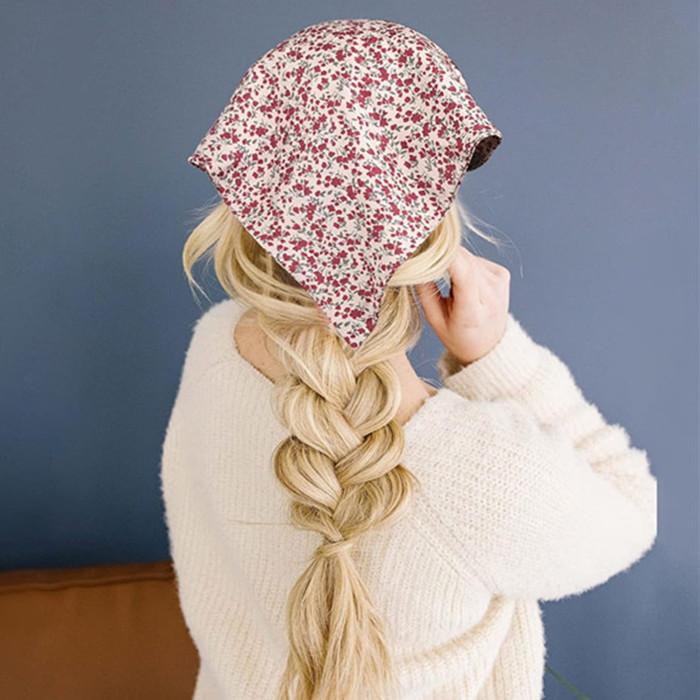 3PCS/Set Floral Printed Elastic Hair Scarf Headband Chiffon Head Kerchief Headband Floral Hair Scarves Hair Clips Hair Bandanas