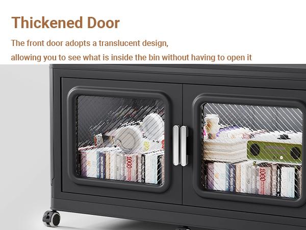 BROVIEW V80 165-300Gal Plastic Collapsible Storage Bins, Plastic Extra Large Storage Bins with Wheels, Stackable Closet Organizer and Storage Drawers, Black