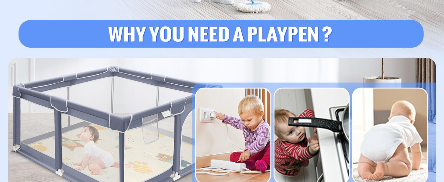 【New Year gift】Baby Playpen, Indoor and Outdoor Playard, Play Pens for Kid Activity Center, Sturdy Safety Baby Fence with Breathable Mesh for Toddler playpen