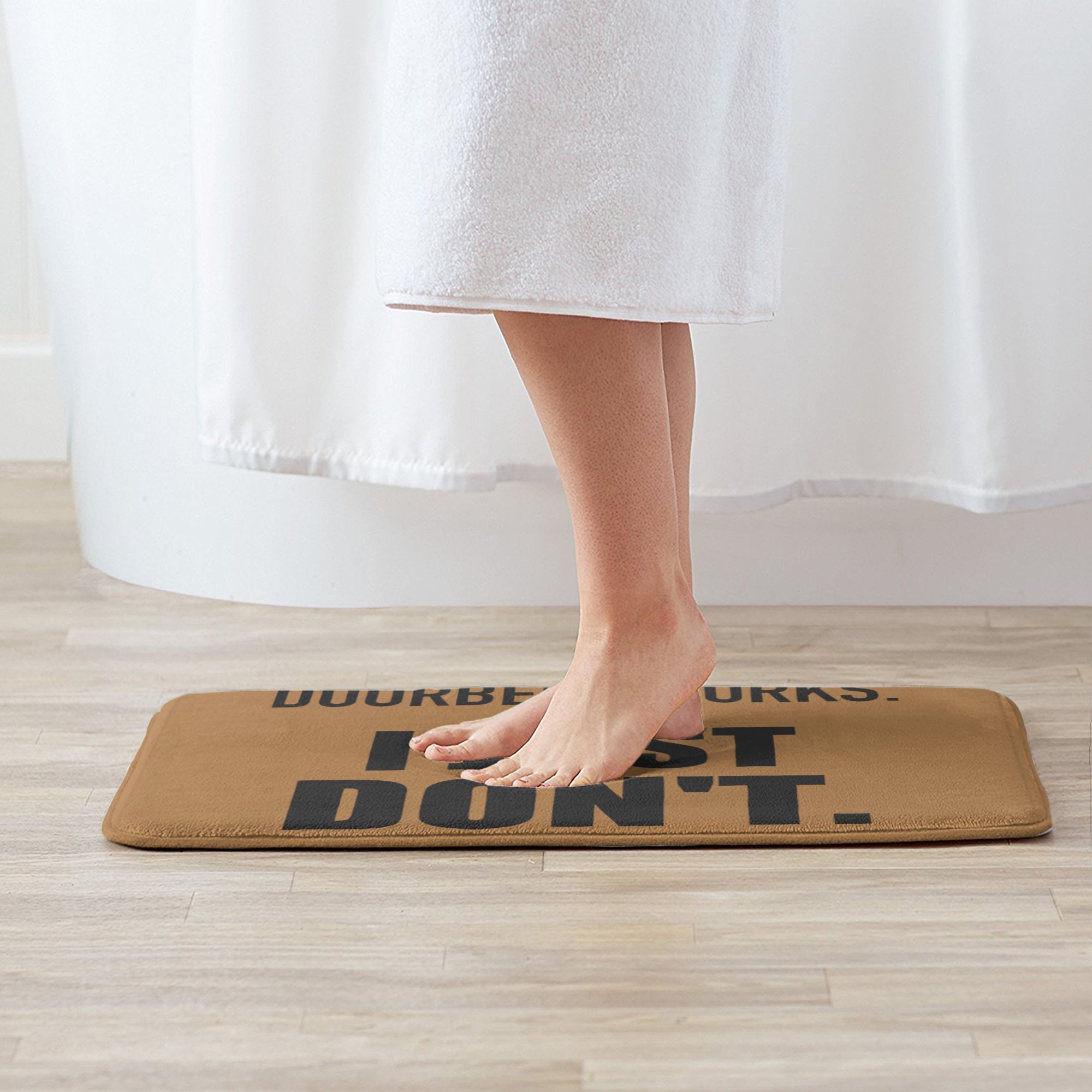 Humorous Doorbell Printed Flannel Doormat, Anti-Slipping Multi-Size Indoor Entry Rug with Social Battery Quote, Washable Home & Office Bath Mat, One-Piece
