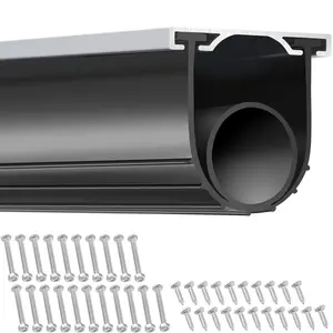 VEVOR Garage Door Seals Bottom Rubber U Shape O Ring Combination Weather Stripping with Aluminum Track Retainer Kit 5/16 T-ends 3 3/4 Width 16 Ft Black