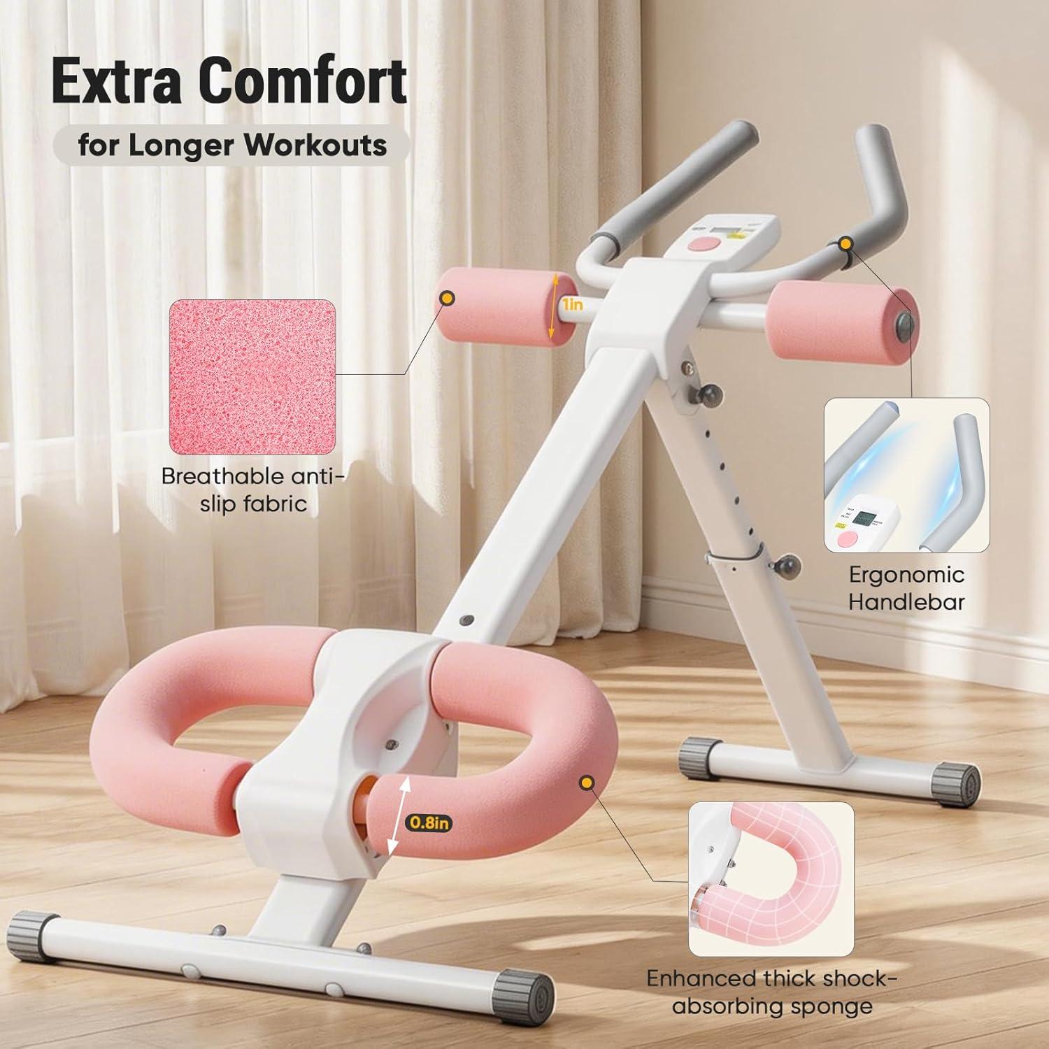 Foldable Ab Workout Machine - 2 Incline & 5 Height Settings, 440LB Capacity, LCD Display & Knee Pads for Home Core Training