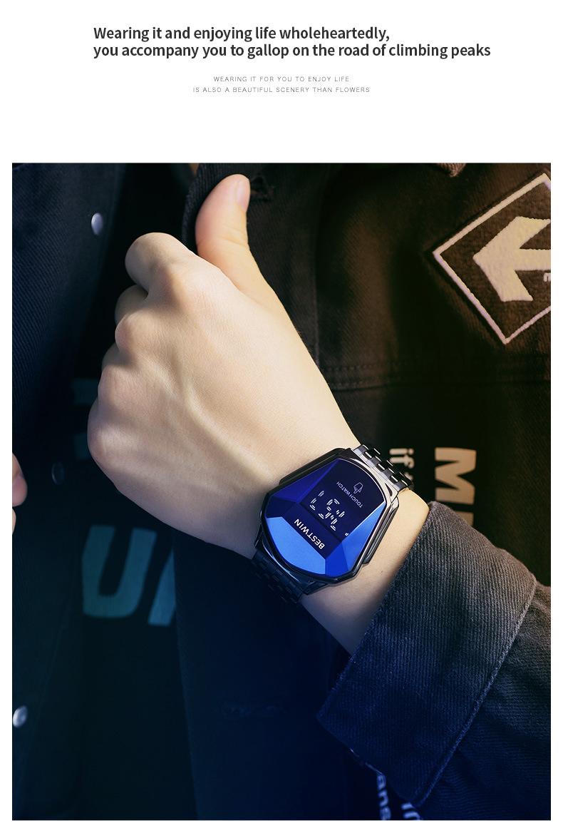 【Jumpstart sale】Touchscreen Racing Sport watch Luxury Mens Racing Sport ​Iridescent diamond-shaped mirror surfacet WatchMultifunction Chronograph  Stainless Stee! Casual Business Stvle Perfect Giftfor Him fashionable wristwatch time display