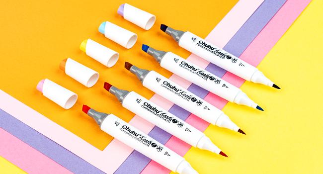 Ohuhu Alcohol Markers: Mini Brush & Slim Broad 60 Illustration Colors/60 Landscape Colors Dual Tip Brush Tip for Artists Adults Coloring Illustration- Refillable - Kaala B Series of Ohuhu