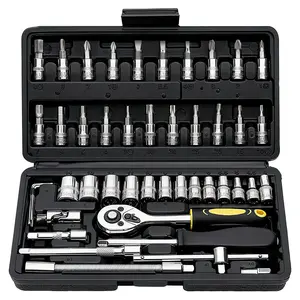 46-Piece Socket Wrench Set, Premium 1/4 inch Metric Socket Set, Ratchet Set with Quick-Release Ratchet and Extension Bar, Compact Storage Case - Perfect for Auto Repair & Home Use