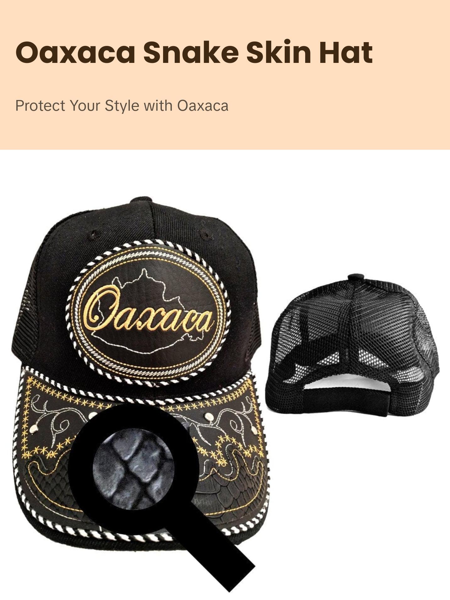 Gorra de Oaxaca para hombre y mujer, 100% Poliéster, Ajustable, Diseño de piel de serpiente