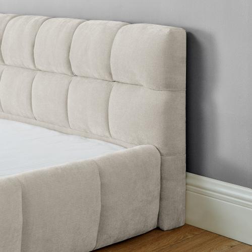 Niccae California King Size Upholstered Platform Bed Frame with Headboard, Chenille Fabric Low Profile Bed, No Box Spring Needed, Modern Bedroom Furniture for Master Bedroom