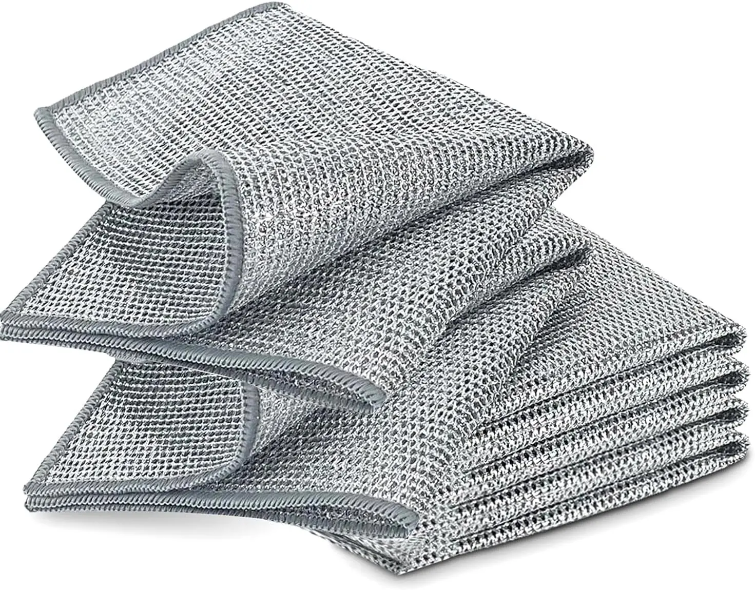 10-Count Non-Scratch Synthetic Steel Mesh Scrubber Sponges, Reusable Polyester All Purpose Rinse Clean Sponges & Scouring Pads, Home Kitchen Wet/Dry Wash Cleaning Tool, All Purpose Sponges