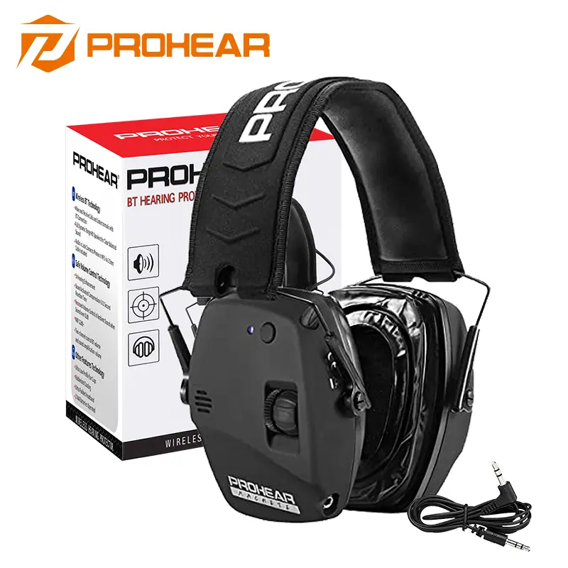 PROHEAR 030 Unisex Wireless BT Ear Protectors - NRR 22dB Hearing Protection, Bluetooth 5.4, 0.63 lb Lightweight, 10m Range, Adjustable Foldable Portable Headband, Gel Pads, Padded Band, Low Profile for Gun Range, Mowing, Hunting (Sports & Outdoor)