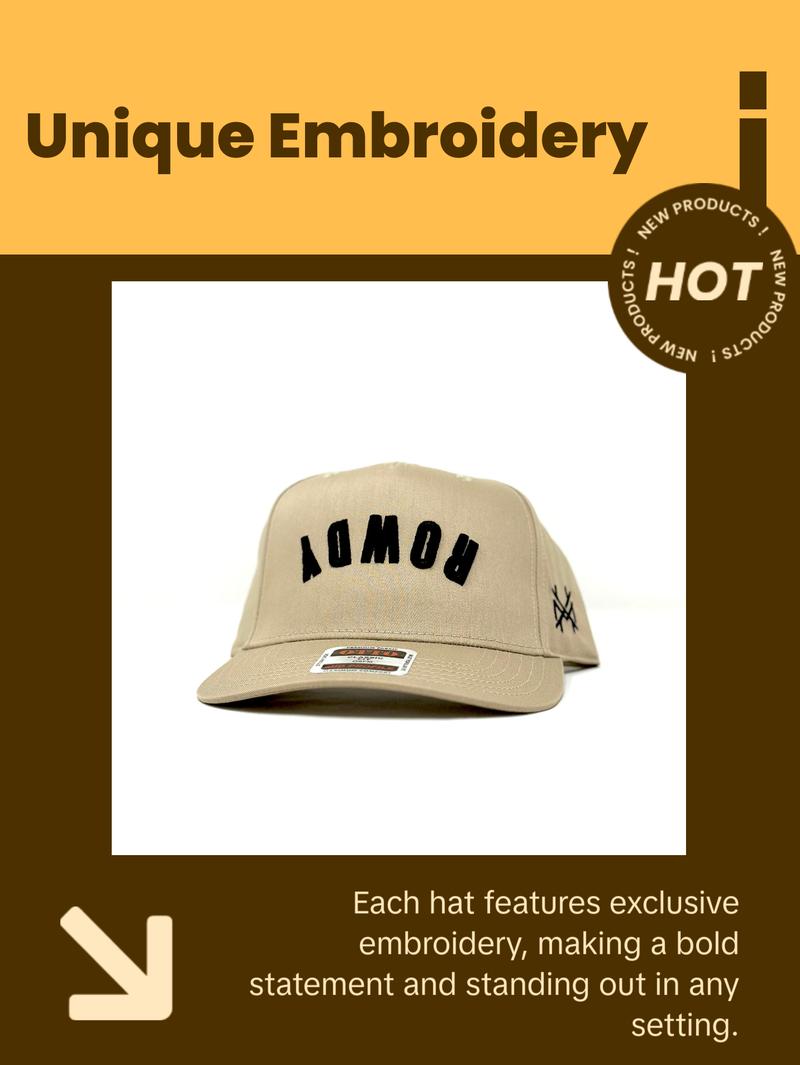 Rowdy Embroidered Trucker Hat Snapback Adjustable (Up To Size 8 Head)
