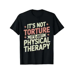 Men's Funny Physical Recovery T-Shirt - "It's Not Torture, It's PT" Slogan, 100% Cotton Comfort Fit Round Neck Tee with Star & Arrow Design, Slightly Elastic Casual Gym & Casual Attire (Sizes S-XXXL) - Humor Gift for Therapists & Patients