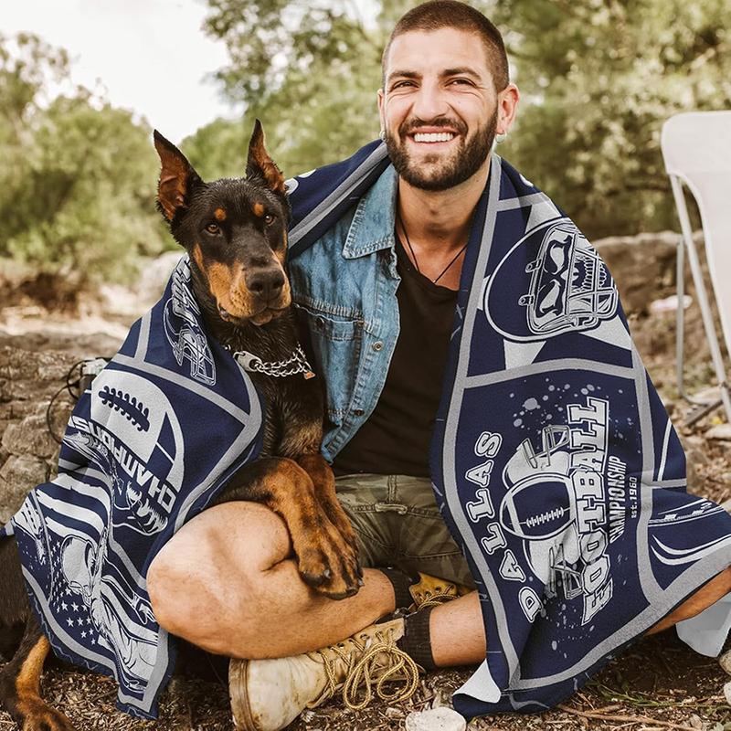 Dallas Ultra Soft Flannel Blanket ,Suitable for Sofa Bed, Office, Four Seasons Warm Plush Blanket, Home Decor Football Team Fan Gift Blanket