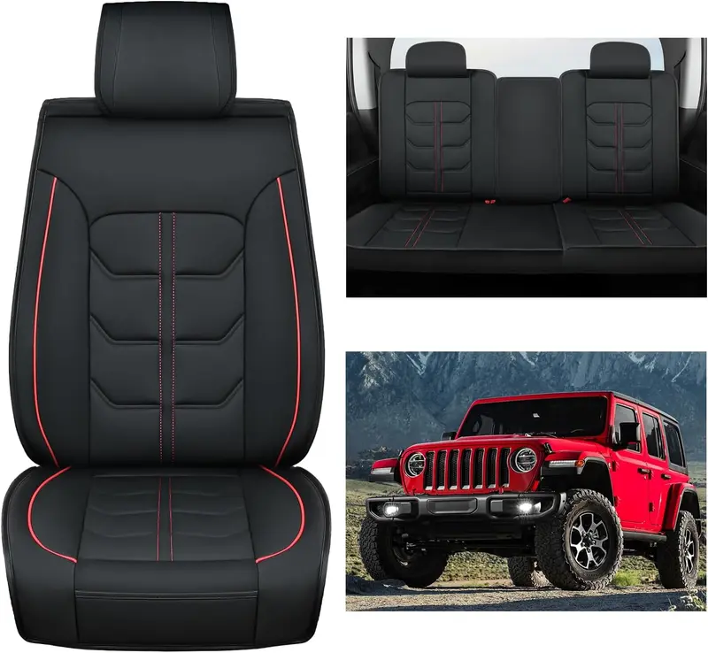 Luxury PU Leather Car Seat Cover Set For 2003-2017 Jeep Wrangler – 5 Pieces