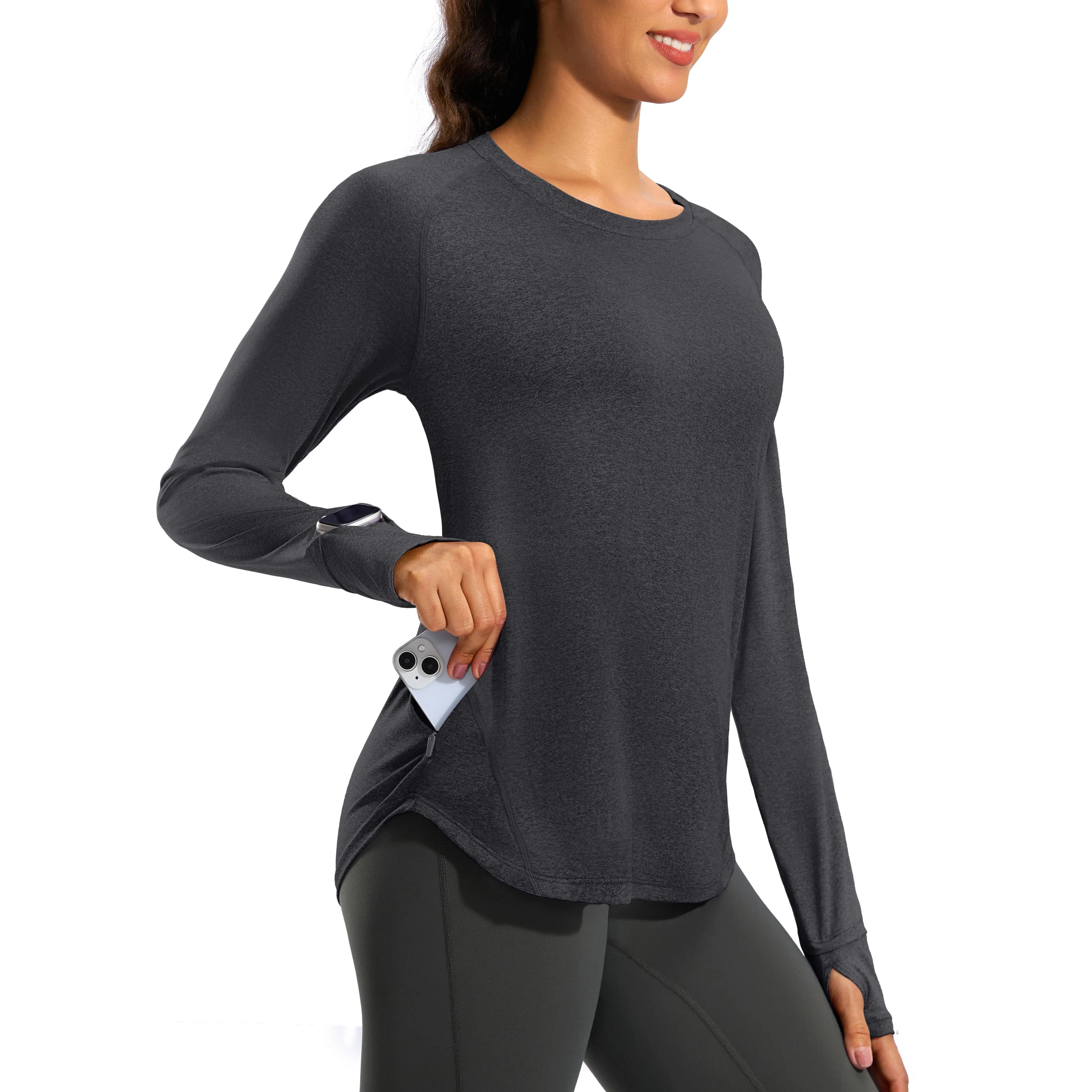 [Clearance] G GRADUAL Women's Quick Dry Running Wear, Long Sleeve Round Neck Athletic Top with Thumbholes and UPF 50+ UV-Protective Fabric,travel essentials,camping essentials, Long Sleeve Tops, Biking
