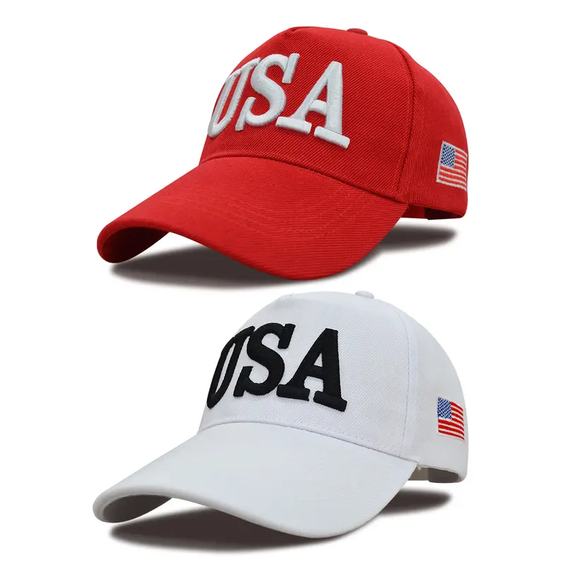 USA 45 American Flag 3D Embroidered Baseball Cap, Adjustable Unisex Outdoor Sun Hat Adjustable For Men Women