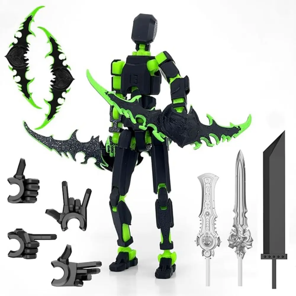 T13 Articulated Robot Action Figure, 1pc 3D Printed Collectible Toyset with Accessories, Desktop Decoration for Ages 12+