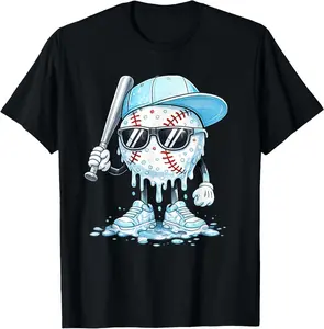 Baseball Drip Team for Boys and Girls Ice Cream Cool T-Shirt Cotton Fabric