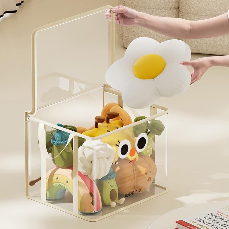 UFORU Student Two-piece Book Storage Boxes,13.39 in x 9.84 in x 9.84 in PVC Transparent Foldable Bag,for Dolls & Books,Classroom Home Organizer Box