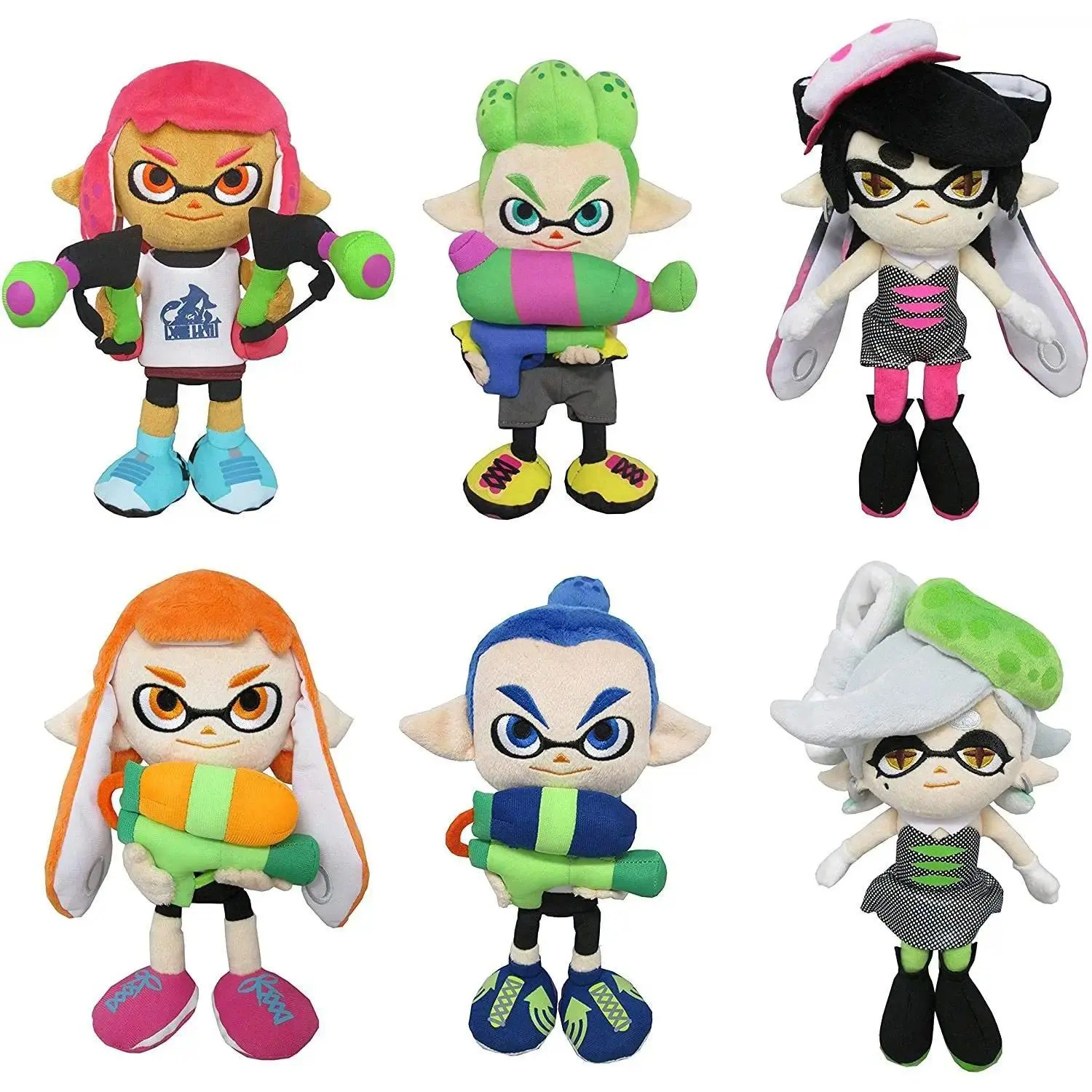 3PCS Anime Splatoons Ika Musume Stuffed Plush Dolls for Switch NS - 25cm Soft Cartoon Animal Toys, Kids' Birthday Gift, Anime Switch Splatoons