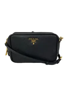 Pre-owned PRADA Leather Crossbody Bags Black Mini Camera Black Saffiano Crossbody Bag