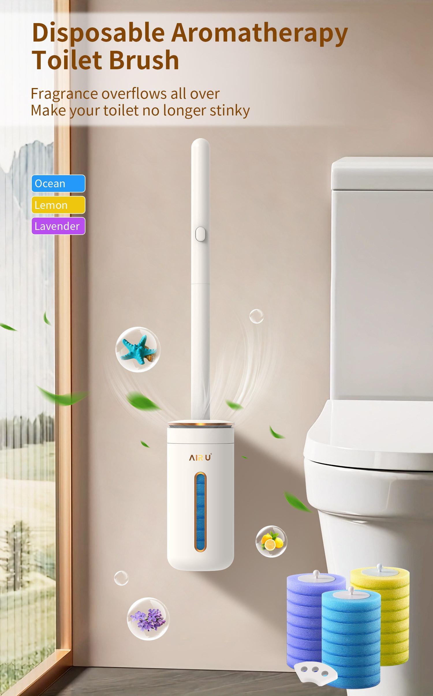 AIR U Disposable Toilet Brush, Toilet Bowl Wand Holder Set with 24PCS Cleaner Refills, General Bathroom Cleaner Restroom Home Goods  ,Valentine's Day gift