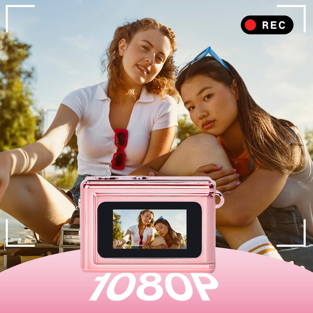 HOTU Mini Keychain Digital Camera – Sparkling Rose Gold Y2K Pocket 1080P HD Camera with 1MP Lens, Flash & 0.96" Screen, 32G Card Included, Retro Vlog Camera for Travel, Concerts, Kids & Instant Party HOTU Mini Keychain Digital Camera – Sparkling Rose Gold Y2K Pocket 1080P HD Camera with 1MP Lens, Flash & 0.96" Screen, 32G Card Included, Retro Vlog Camera for Travel, Concerts, Kids & Instant Party