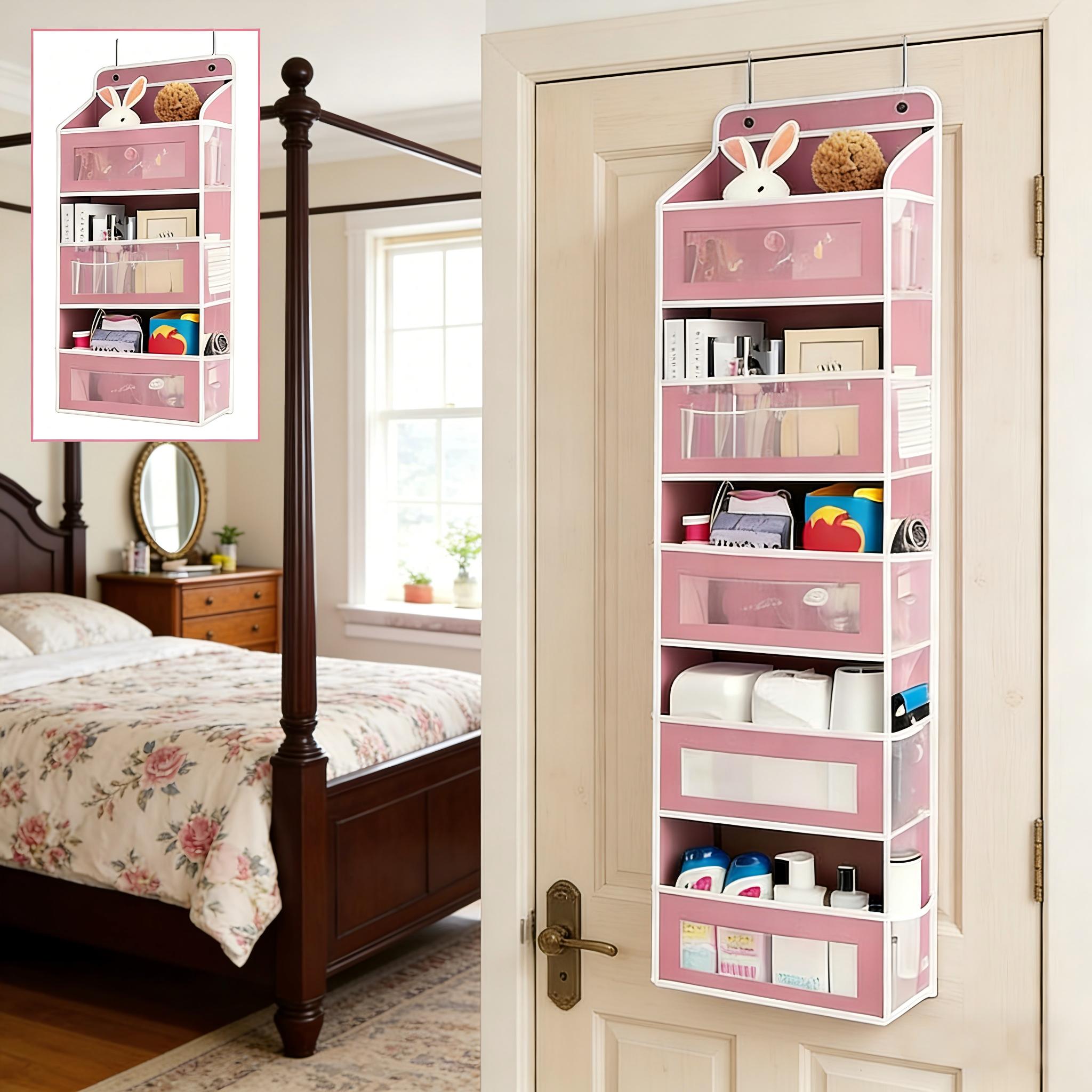 SweetHaven Door Hanging Storage Rack with 5+5 Pockets for Everyday Storage 5 Large Clear & Mesh Side Pockets for Bedrooms Bathrooms & Food Storage Rooms Grey Organizer Set 10 - 15 Kg Capacity Organizing,storage organization,bedroom storage