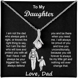 To My Badass Daughter Necklace - Birthday Gifts for Daughter from Dad, Mom - Meaningful Father-Daughter Jewelry with Inspirational Message Card - Perfect Graduation, Christmas Gift, Birthday Christmas Jewelry Gifts For My Wife wit