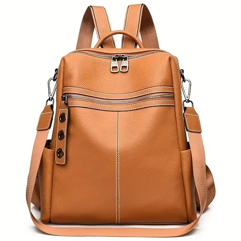 Maxoner Women's Genuine Leather Convertible Backpack Purse - Minimalist Geometric Waterproof Casual Travel Backpack, High Capacity Durable Soft Adjustable Rucksack for Adults with Local Delivery, High Capacity Backpacks backtoschool